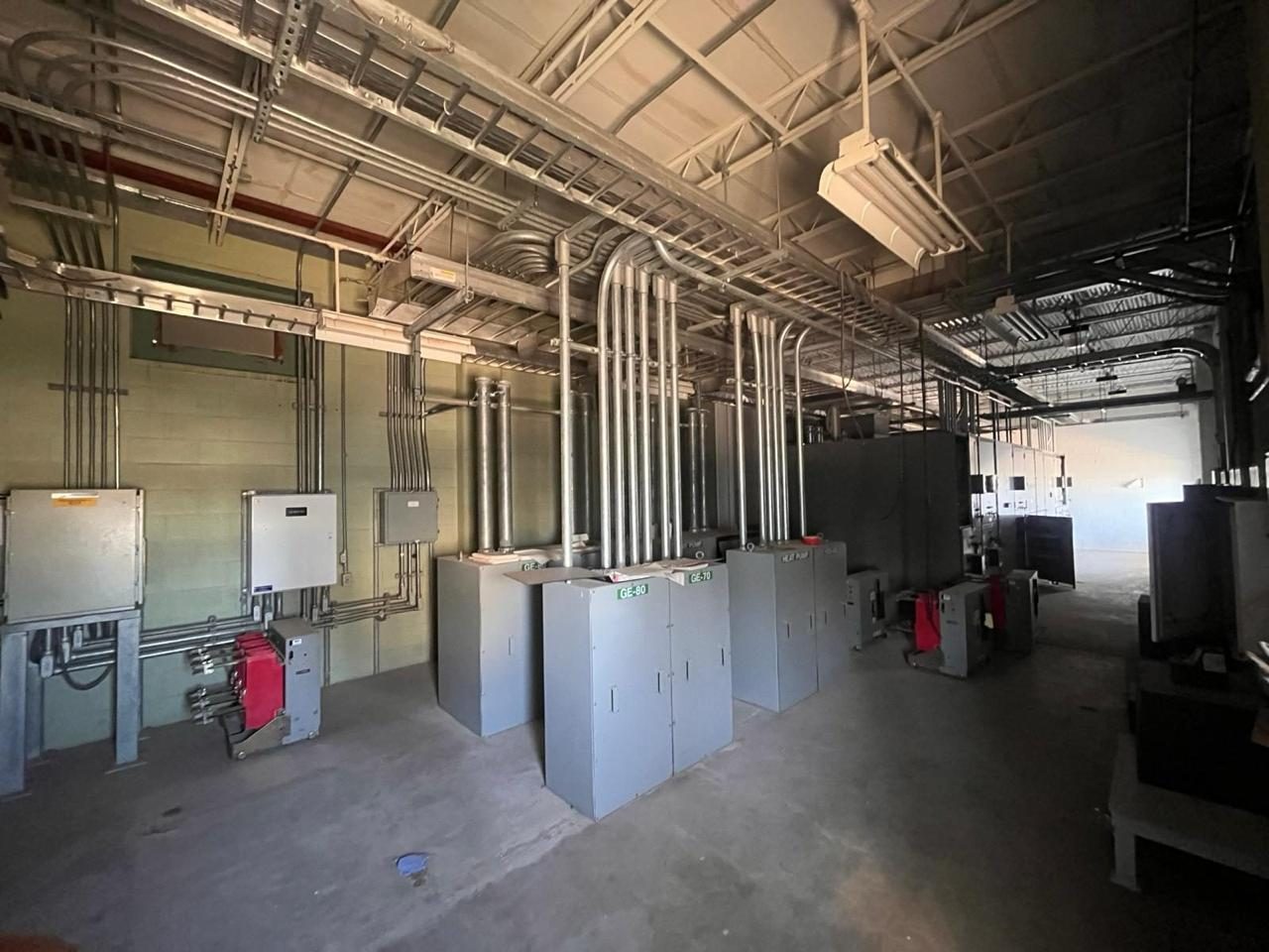 Interior switchgear and electrical distribution room
